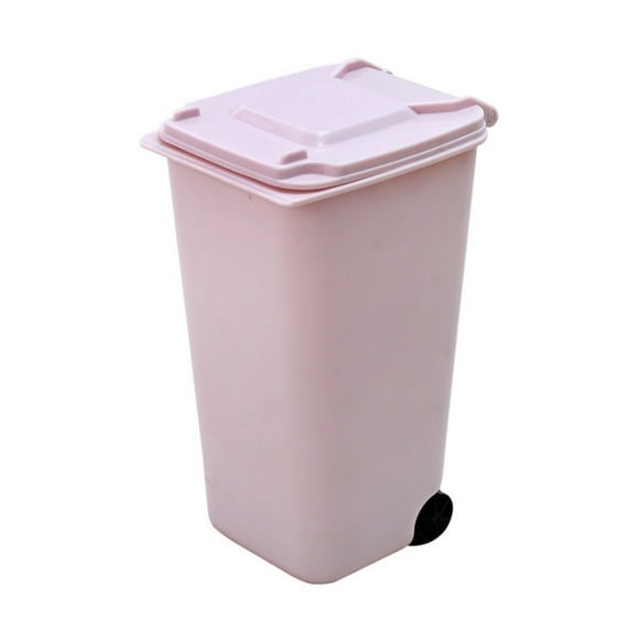 Mini Trash Can with Lid Swing Top Small Trash Can Pen Holder for Car Bedroom Office Desktop Pink