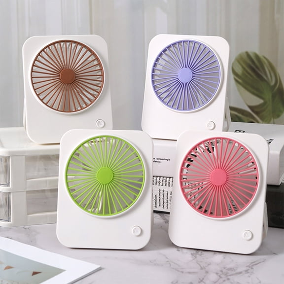 Mini Desktop Air Fan, No.5 Battery Powered Portable Design, Stylish Printed Surface, Ultra Quiet Table Cooling Fan, Lightweight Small Electric Fan for Indoor Desktop Scenes (Purple)