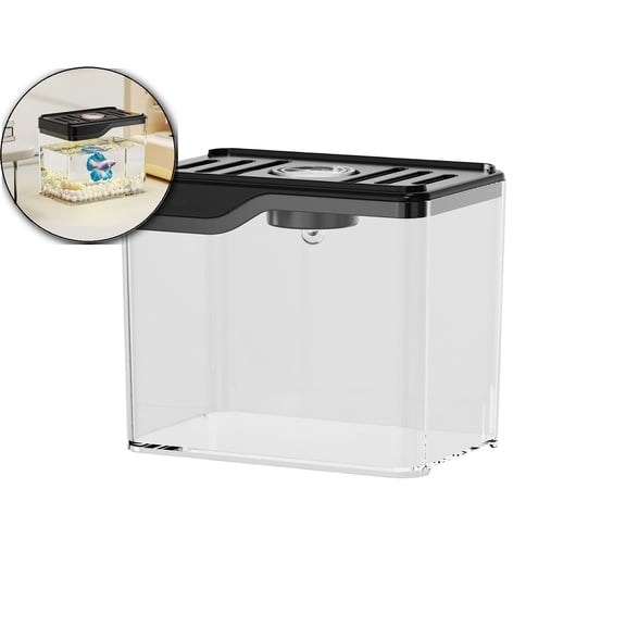 Mini Desktop Aquarium, 4.7" Small Transparent Plastic Fish Tank, Modern Home Decor Water Landscape for Living Room, Office Desk & Shelf