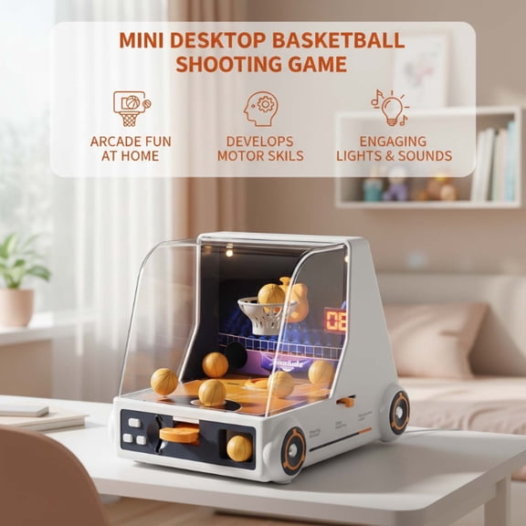 Mini Desktop Basketball Game,Electronic Basketball Shooting Toy,Arcade Style Hoop Game,Automatic Scoring Sports Toy,Coin Operated Tabletop Game,Fun Kids Basketball Game,Indoor Sports Activity