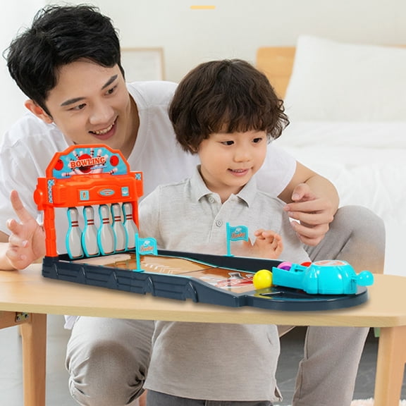 Mini Desktop Bowling Game Set – ABS Plastic Catapult Ball Toy, Compact Tabletop Shooting Challenge for Family, Office, Educational Coordination Training, 59.5x18x21.5cm