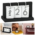 thumbnail image 1 of Mini Desktop Calendar, Wood Flip Calendar, Classic Standing Flip Calendar, 1.57x0.78x0.9Inch Reusable Desk Block Calendar, Farmhouse Wood Calendar, Retro Flip Desk Calendar Black, 1 of 9