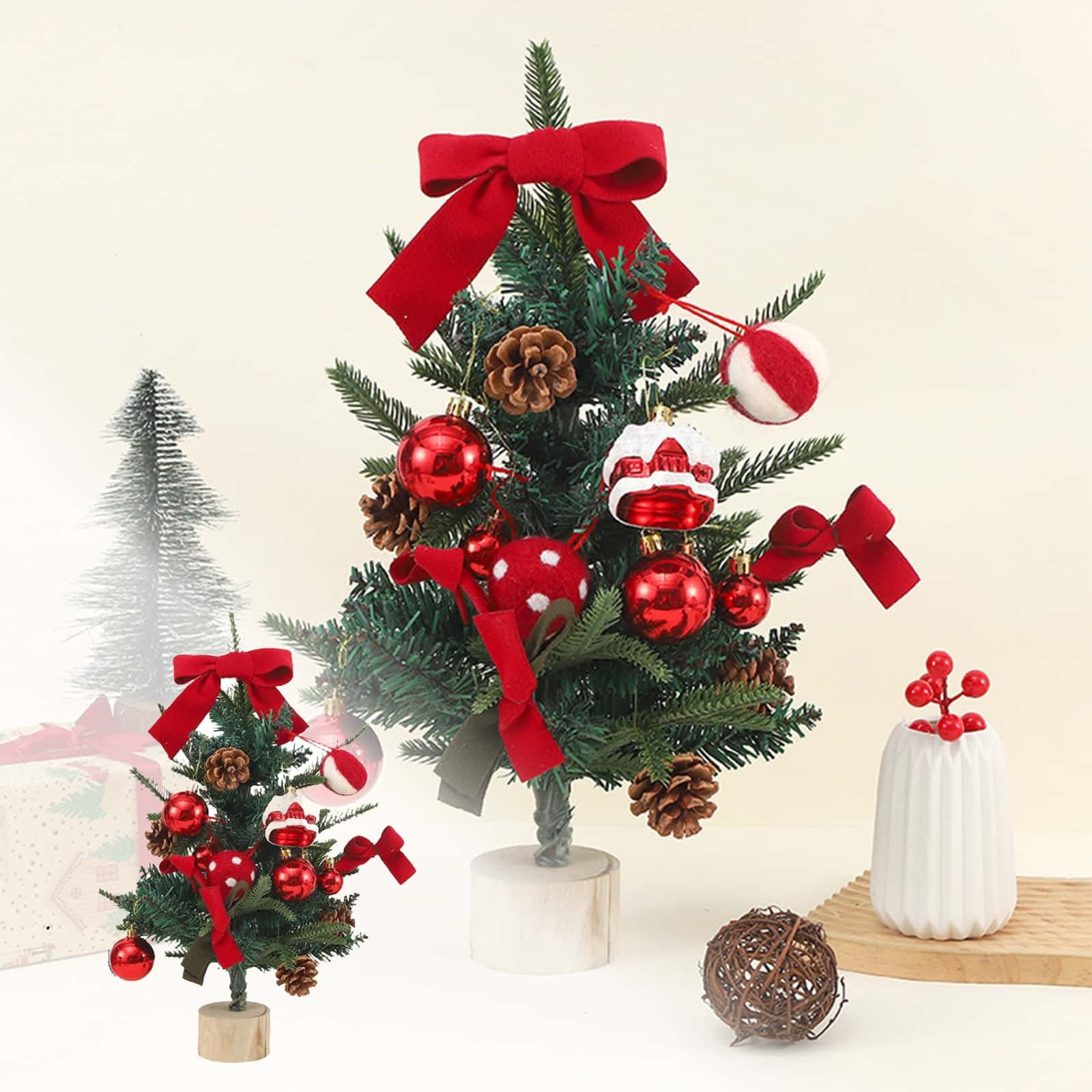 Mini Desktop Christmas Tree - 15.75In Snowy Christmas Tree - Small ...