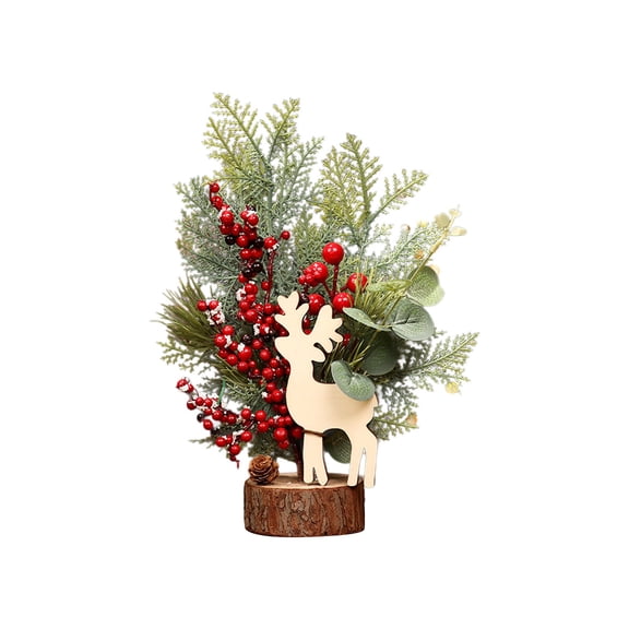 Mini Desktop Christmas Tree, PVC Material Holiday Ornament, Compact Tabletop Decoration with Ornaments for Home, Office, Windowsill, Bookshelf,
