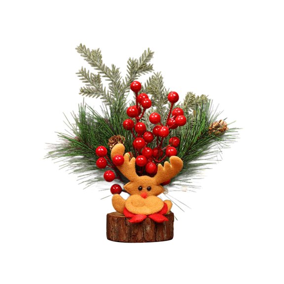 Mini Desktop Christmas Tree, PVC Material Holiday Ornament, Compact Tabletop Decoration with Ornaments for Home, Office, Windowsill, Bookshelf,