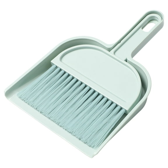 Mini Desktop Cleaning Set - 8in Dustpan & Keyboard Brush with Soft Microfiber, Lightweight Plastic Debris Sweeper for Home/Office (Blue)