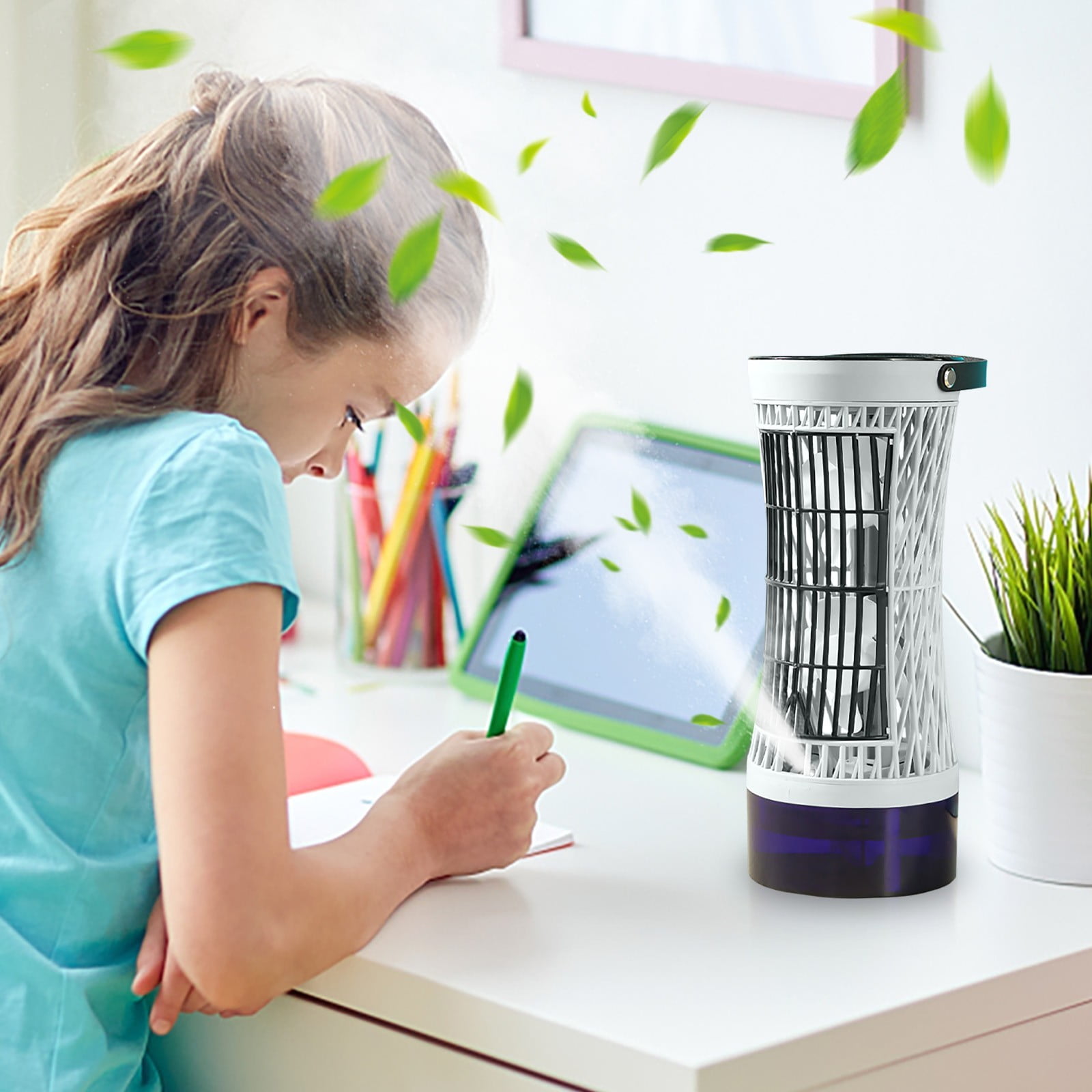 Mini Desktop Fan & Mist Humidifier with 3600mAh Battery, 3-Speed ...