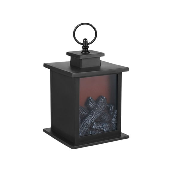 Mini Desktop Fireplace, Battery Powered Electric Fireplace with Realistic LED Flame Effect and Logs, Portable Flameless Lantern for Cozy Home, Office, and Tabletop Decor
