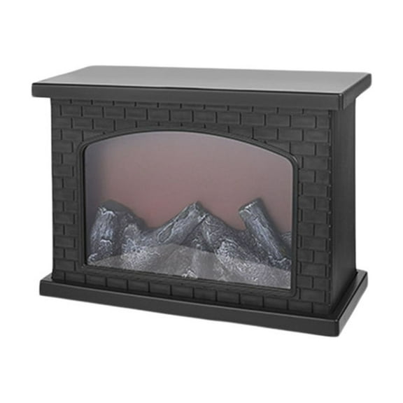 Mini Desktop Fireplace, Battery Powered Electric Fireplace with Realistic LED Flame Effect and Logs, Portable Flameless Lantern for Cozy Home, Office, and Tabletop Decor