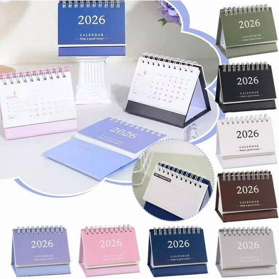 Mini Desktop Flip Calendar Notebook 2026 English Version | Vertical Compact Monthly Planner with Notepad | Sturdy Base | 3.66 x 2.95 x 2.55 in | July 2025-Dec 2026