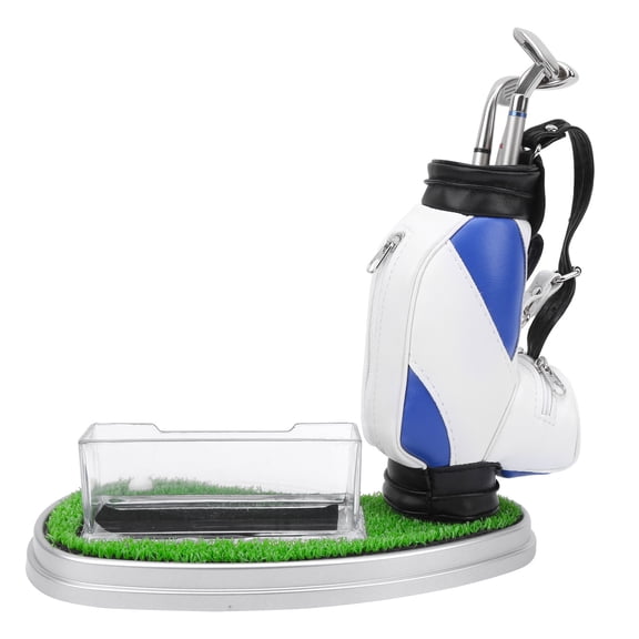 Mini Desktop Golf Bag Pen Holder with Pens Business Card Box Base Souvenir Set Gift