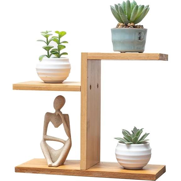 Mini Desktop Plant Stand Indoor Multi-Layer Window Sill Flower Stand Bamboo Succulent Window Sill Stand Bracket For Home , Office, Living Room, Bedroom Plant Display(Three-Layer)