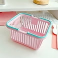 thumbnail image 1 of Mini Desktop Storage Basket with Handle | Stackable Organizer for Student Stationery, Pens, Toiletries & Cosmetics | Blue or Pink Plastic Storage Box | 1-Pack, 1 of 6