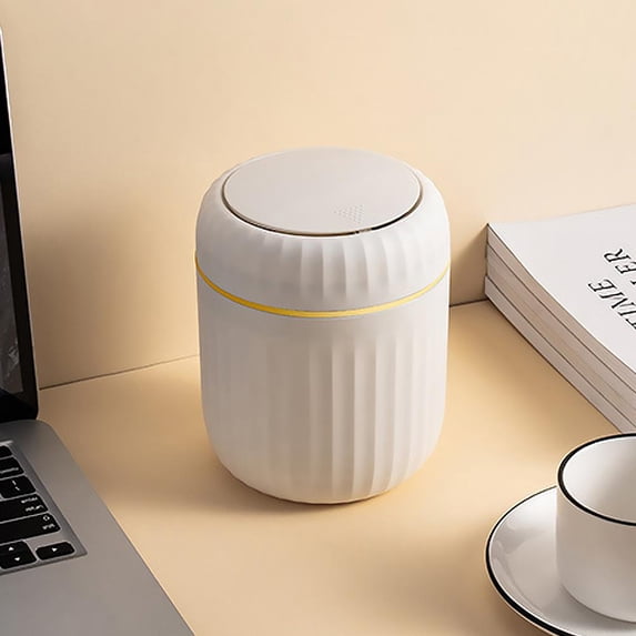 Mini Desktop Trash Can, 5.1" x 5.9" x 5.1" Push Top Lid Waste Bin, Small Plastic Garbage Can for Office Desk Bathroom Vanity