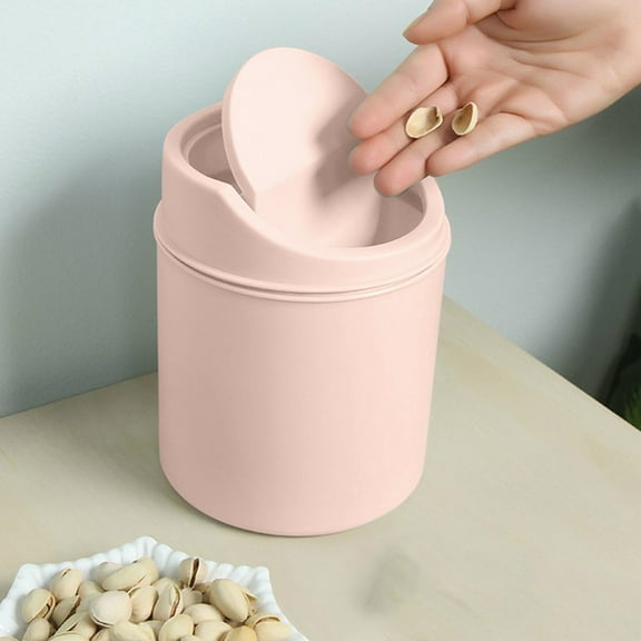 Mini Desktop Can, 5L Capacity Flip Lid Small Wastebasket, Creative Covered Bin For Kitchen Living Room Office, Compact Storage Container For Sundries
