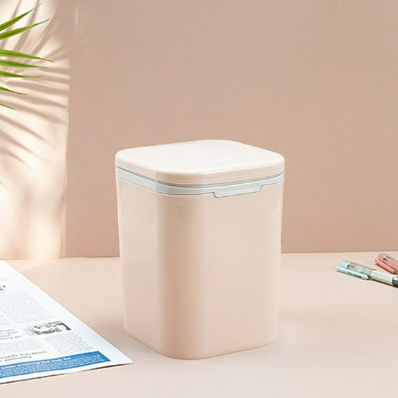 Mini Desktop Trash Can - Compact Multifunctional Waste Bin for Office Desk, Home Countertop & Small Space Organization​(Beige,Square)