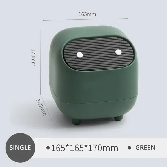 Mini Desktop Trash Can Double Layer Press Lid Design Cute Ninja Desktops Small Waste Bin for Office Home Creative Accessories