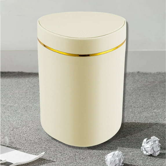 Mini Desktop Trash Can with Lid | Push Type Waste Bin | Portable Plastic Garbage Container for Coffee Table Desk Office Living Room Study | Odor Blocking | Durable | 12.5x12.5x16cm | 1 Piece