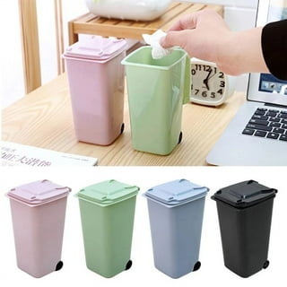  Mini Desk Trash Can with Lid with Trash Bags 180 pcs Press-Top  0.5 Gallon Tiny Countertop Waste Basket Small Table Top Plastic Covered Garbage  Bin for Desk Top (Blue) : Industrial