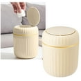 thumbnail image 1 of Mini Desktop Trash Can w/ Lid (17x13cm) - Compact, Odor-Containing Wastebasket for Desk, Dorm, Bathroom & Kitchen Counter! (Yellow), 1 of 9