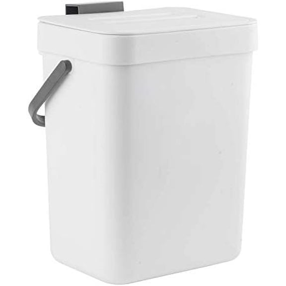 Mini Desktop Trash Can with Lid, Small Countertop Garbage Can, Plastic  Tabletop Wastebasket for Office/Kitchen/Coffee Table, 3L/0.8 Gal, White