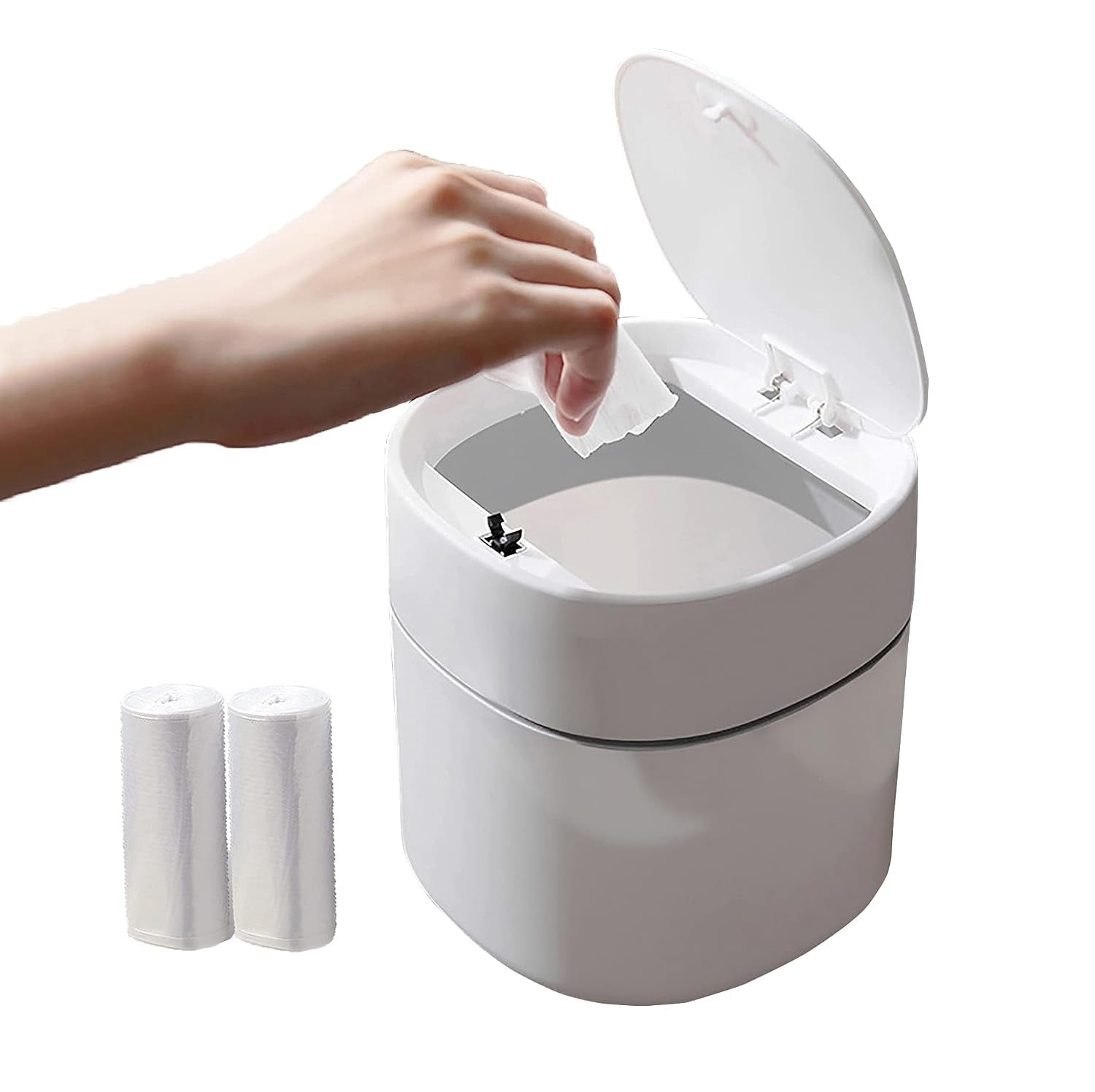 Mini Desktop Trash Can with Lid,Small Garbage Can for Countertop