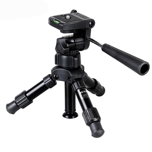 Mini Desktop Tripod Kit with 3-Way Panoramic Head  Portable Aluminum Camera Stand with Phone Holder, 360 Rotation, Adjustable Height, Compatible with DSLR, Mirrorless, Smartphone