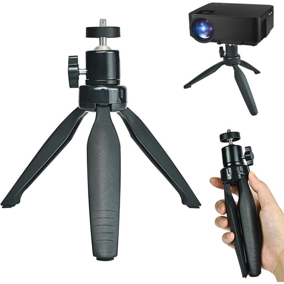 Mini Desktop Tripod Stand with 6.3 inch Universal 1/4 Screw Ballhead for Projectors, DSLR Cameras, Webcams, Smartphones, and Selfie Sticks - Black Angle Adjustable