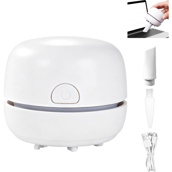Mini Desktop Vacuum Cleaner, USB Rechargeable Cordless Dust Sweeper, Keyboard Crumbs Office