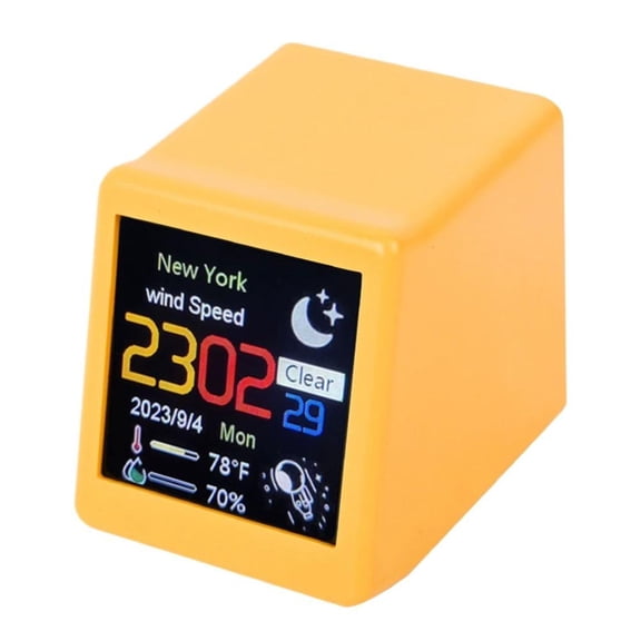 Mini Desktop WiFi Weather Station, Smart TV-Style Digital Clock with Real-Time Weather Forecast, NTP Auto-Sync Desk Clock with Night Mode, Robust ABS Build