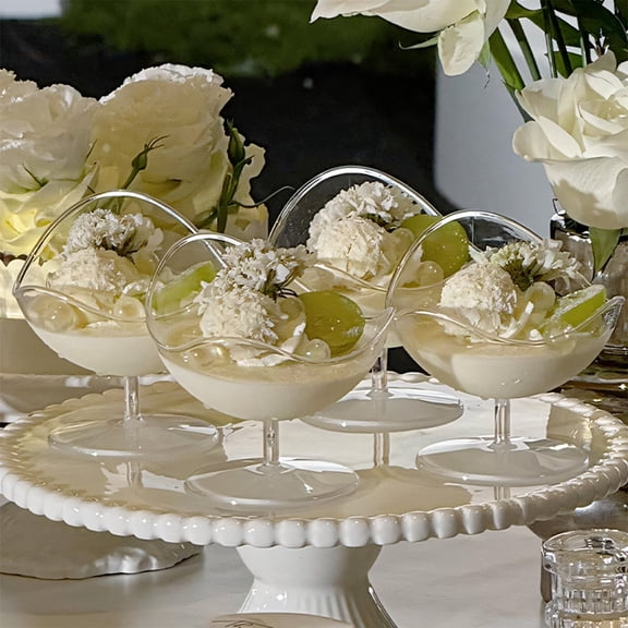 Mini Dessert Cup, 20 Pcs Disposable Parfait Cups Plastic Tall Foot Cake Cup, Small Size Dessert Bowls With Stem for Weddings Party Wine Snacks, 1.5 oz