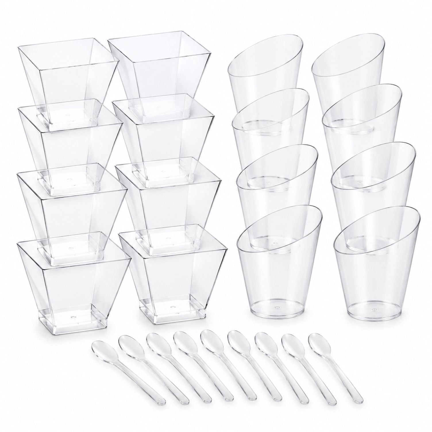Square Round Mini Dessert Cups with Spoons, 400 Pieces, 3 oz Square and 2.5 oz Round ...