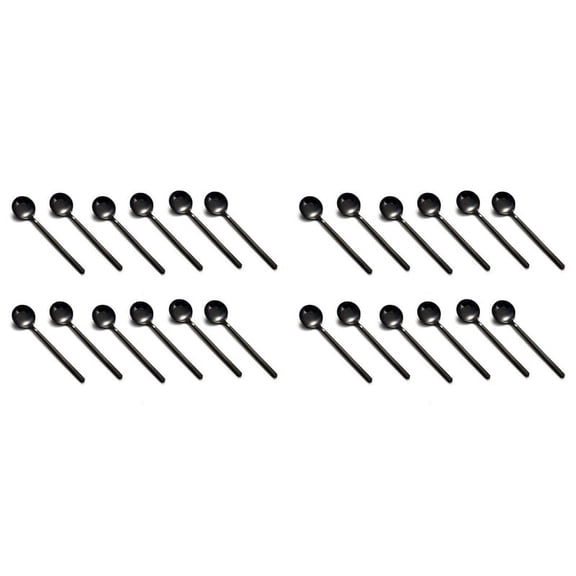 Mini Dessert Spoons Coffee Spoons Black Plated Teaspoons Frosted Handle for Dessert Tea Ice Cream Cake Coffee Set of 24