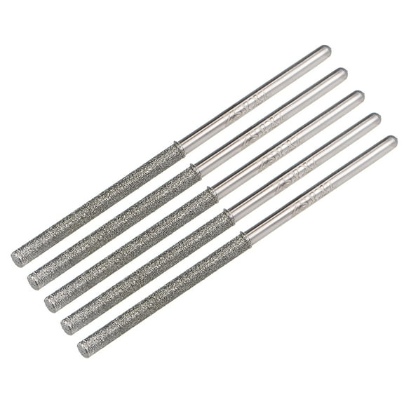 Mini Diamond Burrs Drill Bits for Rotary Tool 2.35mm Shank 2.6mm Cylindrical Ball Nose 5 Pcs