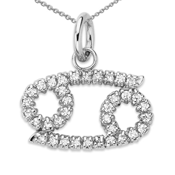 Mini Diamond Zodiac Horoscope Pendant Necklace In Solid Gold (16 Inches)