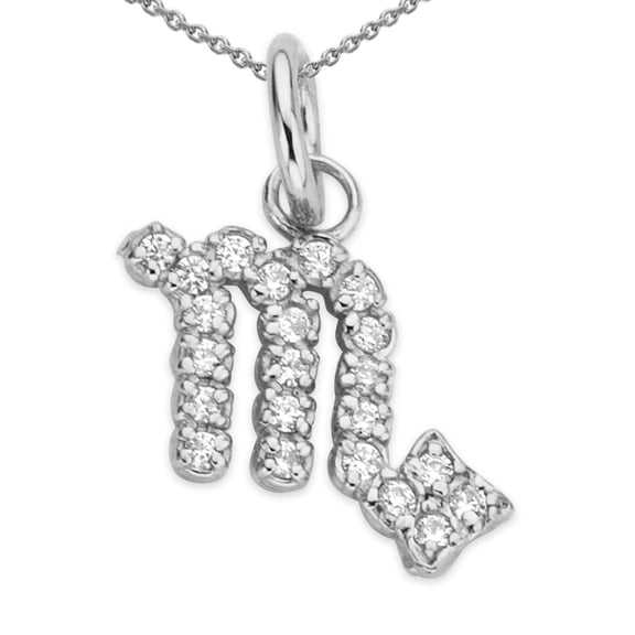 Mini Diamond Zodiac Horoscope Pendant Necklace In Solid Gold (16 Inches)