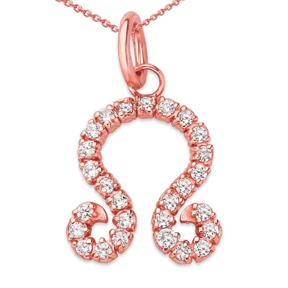 Mini Diamond Zodiac Horoscope Pendant Necklace In Solid Gold (22 Inches)
