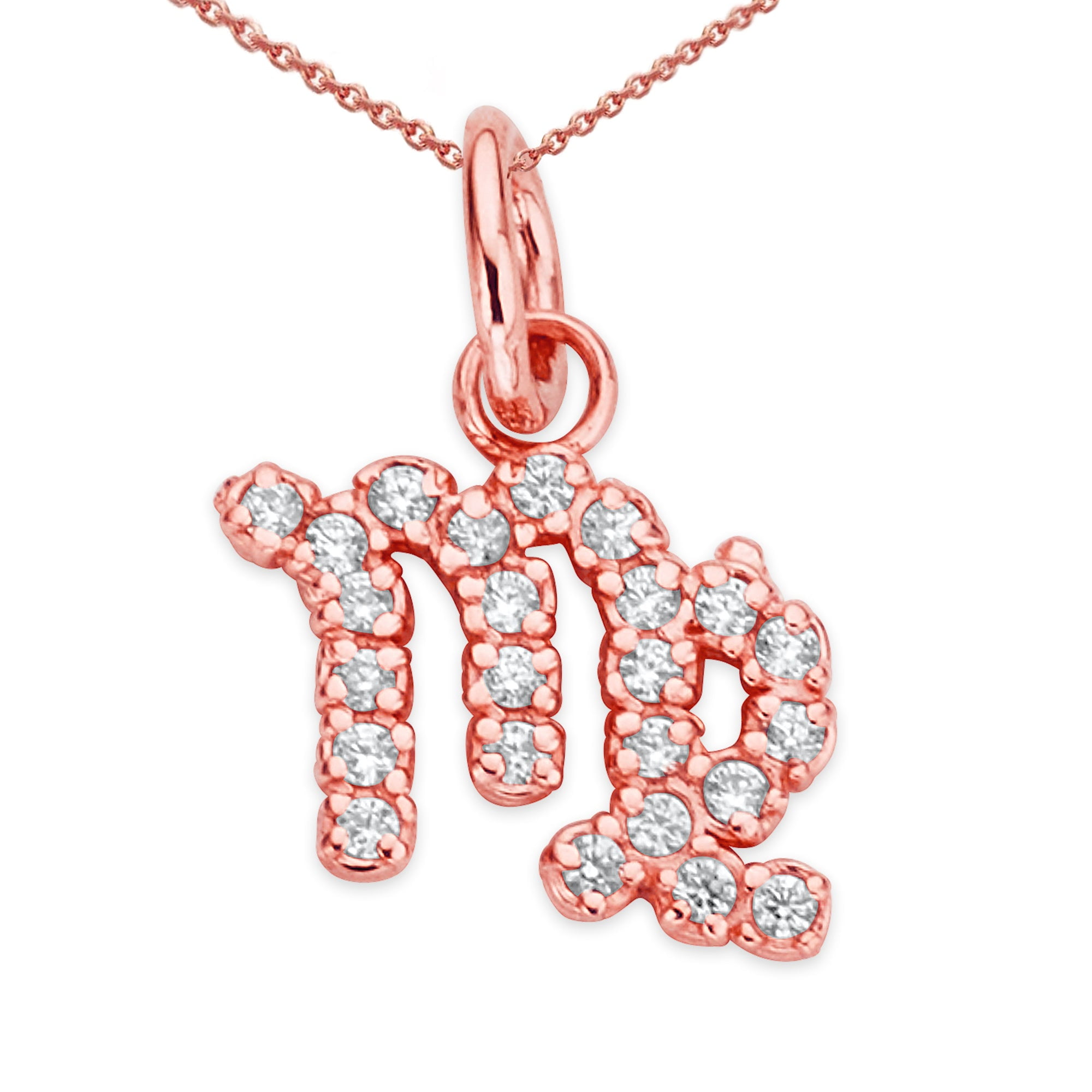 Mini Diamond Zodiac Horoscope Pendant Necklace In Solid Gold (22 Inches)
