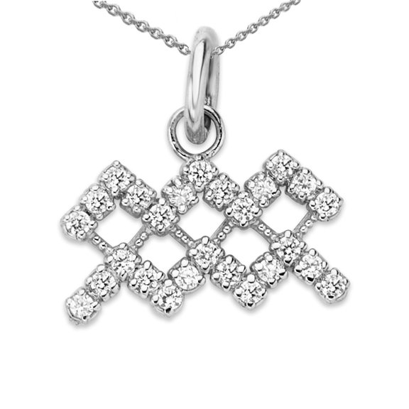 Mini Diamond Zodiac Horoscope Pendant Necklace In Sterling Silver (16 Inches)