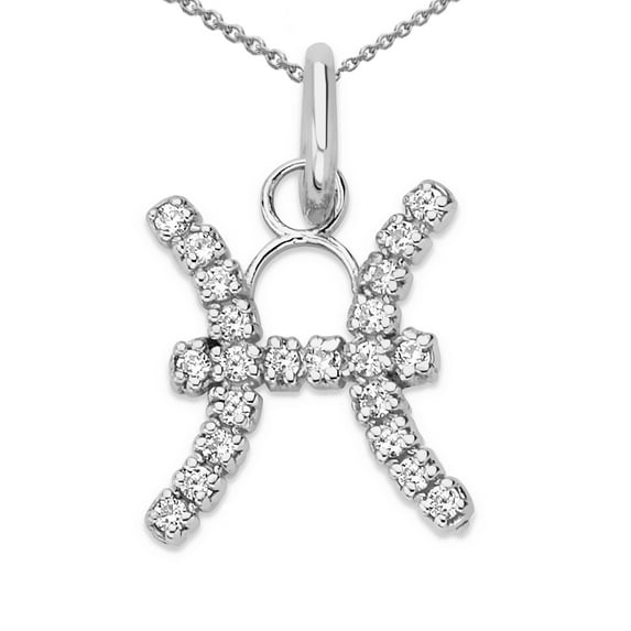 Mini Diamond Zodiac Horoscope Pendant Necklace In Sterling Silver (20 Inches)