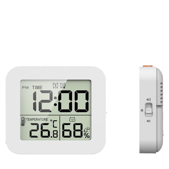 Mini Digital Alarm Clock TEMP Humidity Dual Alarm Timing Countdown Backlight Snooze Table Clock 12/24H Battery Powered LCD Clock