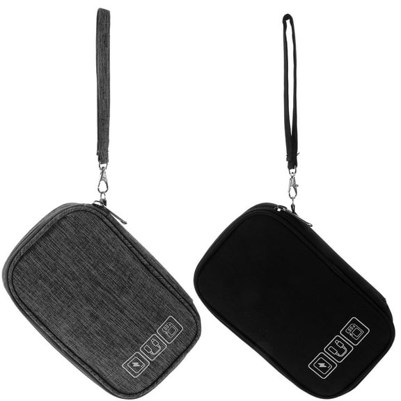 FENGGUIQU 2-Pack Minimalist Canvas Cable Organizer for Tech Accessories, Cord Management, and Electronic Device Storage