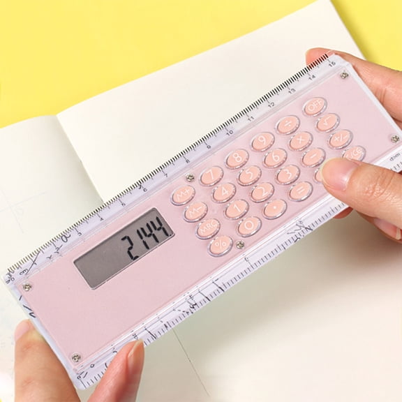 Mini Digital Calculator Ruler 2-in-1 Teens Campus Office Stationery Portable Compact Multifunctional Ruler Calculator