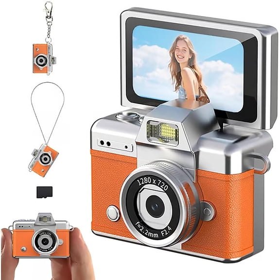Mini Digital Camera, 1.47" LCD Screen 1080P Camera with Classic CCD, Flip Screen, Built-in Flash, and 64GB Card