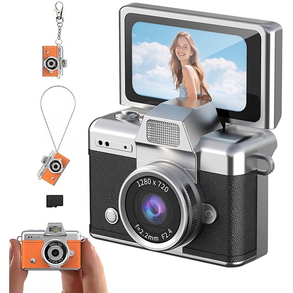 Mini Digital Camera, 1.47" LCD Screen 1080P Camera with Classic CCD, Flip Screen, Built-in Flash, and 64GB Card