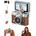 thumbnail image 1 of Mini Digital Camera with 1.47 in LCD Screen, 1080P Flip Screen Mini Camera with Built-in Flash & Flip Display, Free 64GB Memory Card, Portable Keychain Camera for Travel & Daily Use (Brown), 1 of 7