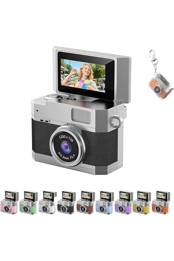 Mini Digital Camera with 1.47" LCD Screen, Small Portable Camera with Flip Screen, Retro CCD Travel Camera