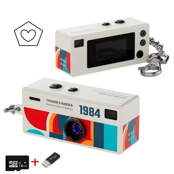 Mini Digital Camera 1080P HD, Keychain Pocket Camera Retro Style, USB-C Rechargeable Thumb Camera with Flashlight for Travel Vlogging
