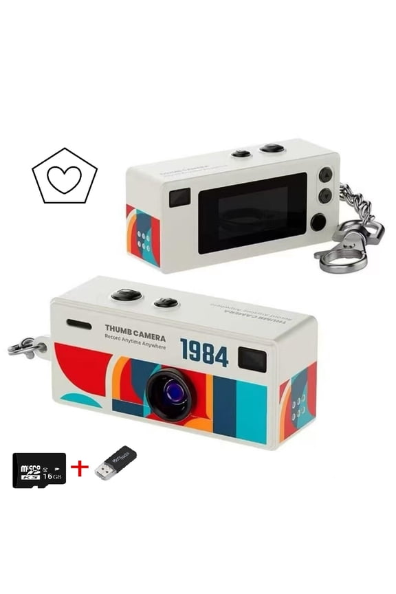 Mini Digital Camera 1080P HD, Keychain Pocket Camera Retro Style, USB-C Rechargeable Thumb Camera with Flashlight for Travel Vlogging