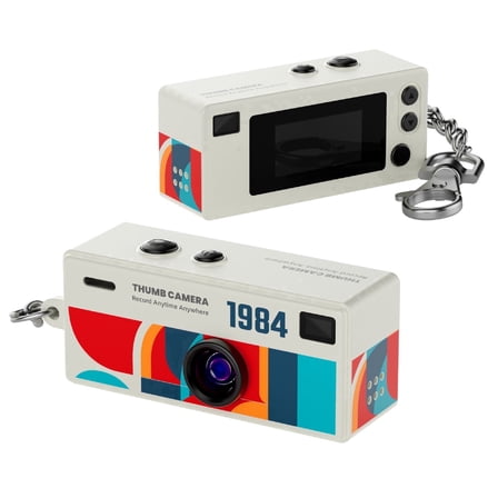 Mini Digital Camera - 1080P High-Definition Thumb Backpack Buckle Camera, Retro Compact Mini Pocket-Sized Camera, Suitable for Travel, Concerts, and Study Recording White